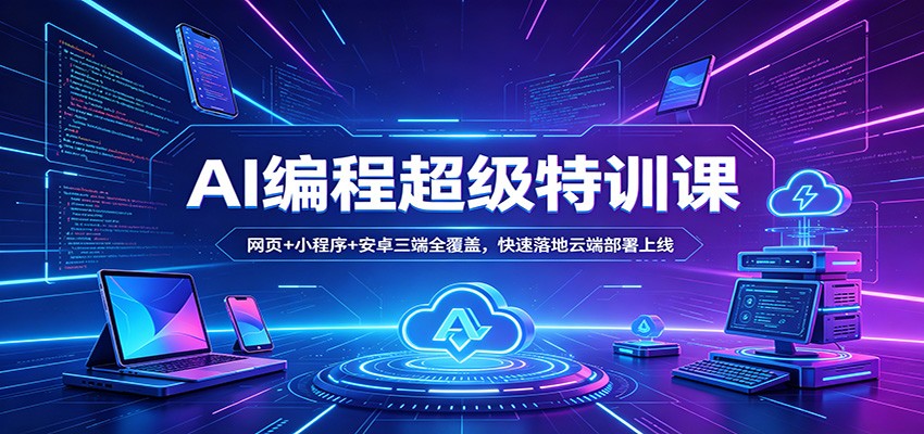 AI编程超级特训课：网页+小程序+安卓三端全覆盖，快速落地云端部署上线-易工具