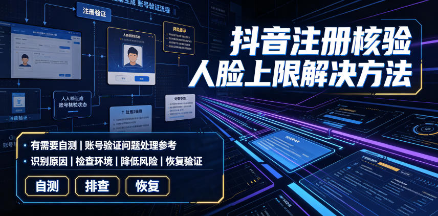 抖音注册核验人脸上限解决方法,有需要自测 抖音注册核验人脸上限解决方法,有需要自测