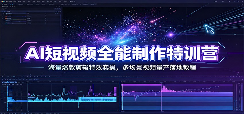 AI短视频全能制作特训营:海量爆款剪辑特效实操,多场景视频量产落地教程-易工具