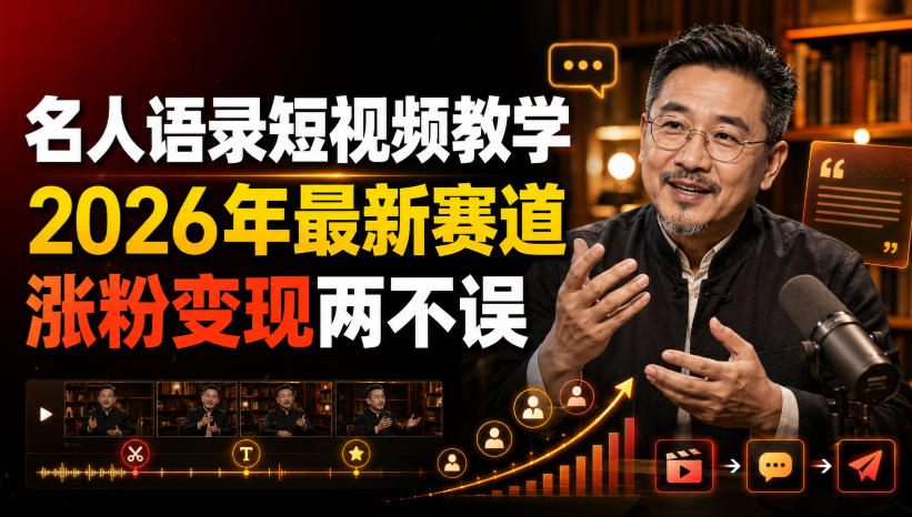 名人语录短视频教学，2026年最新赛道，涨粉变现两不误-易工具