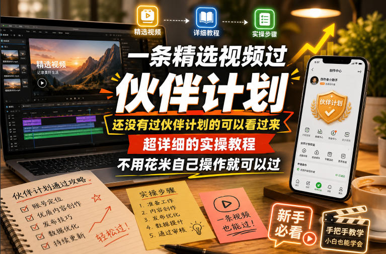 一条精选视频过伙伴计划，还没有过伙伴计划的可以看过来，超详细的实操教程，不用花米自己操作就可以过-易工具