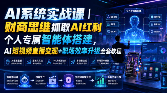 AI系统实战课|财商思维抓取AI红利|个人专属智能体搭建,AI短视频直播变现+职场效率升级全套教程-易工具