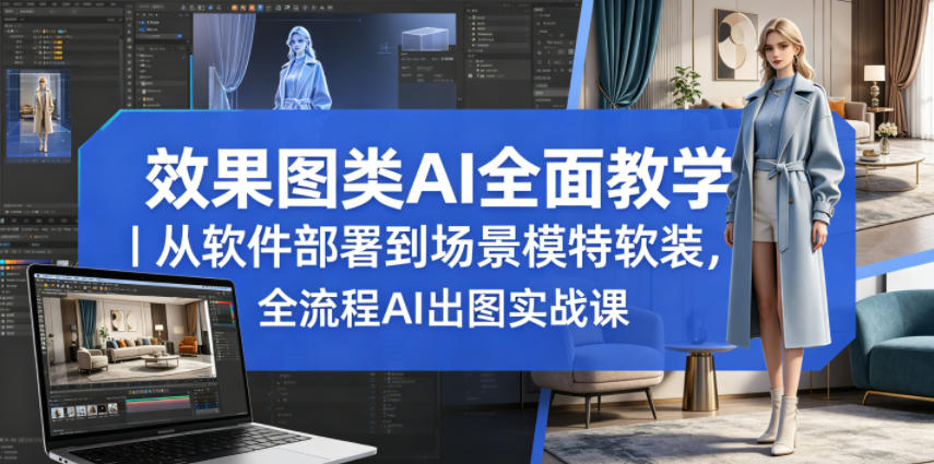 效果图类AI全面教学|从软件部署到场景模特软装,全流程AI出图实战课-易工具