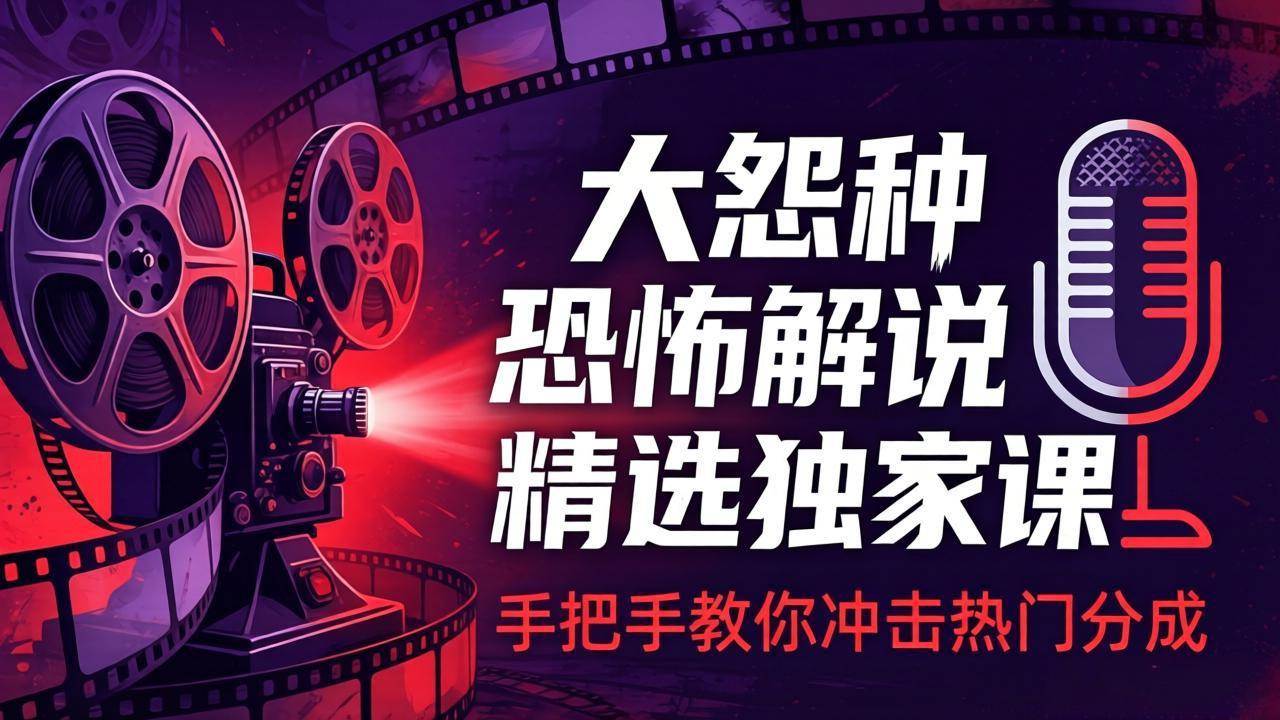 （17920期）大怨种恐怖解说精选独家课：电影下载+文案配音+片头封面，手把手教你冲击热门分成-易工具