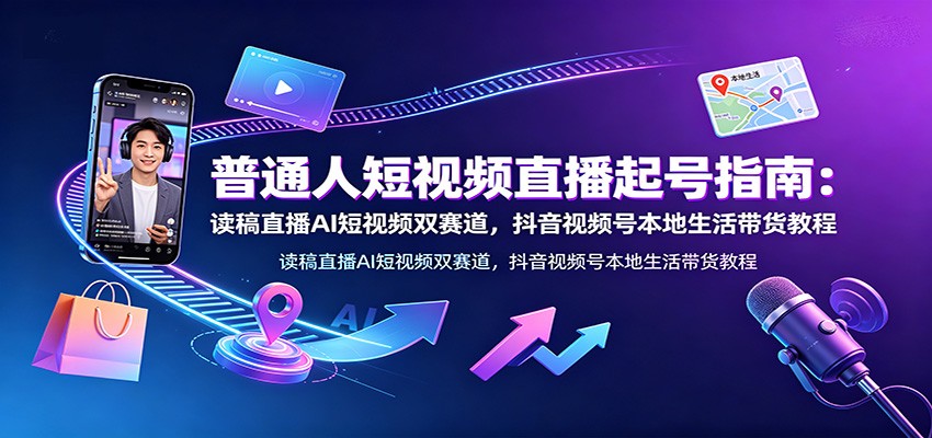 普通人短视频直播起号指南:读稿直播AI短视频双赛道,抖音视频号本地生活带货教程-易工具
