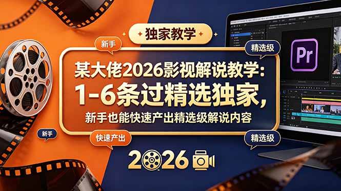 (18946期)某大佬2026影视解说教学:1-6条过精选独家,新手也能快速产出精选级解说内容-易工具