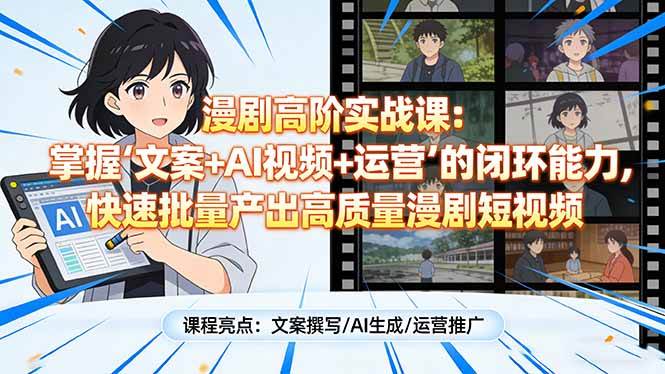 （17461期）漫剧高阶实战课：掌握“文案+AI视频+运营”的闭环能力，快速批量产出高质量漫剧短视频-易工具