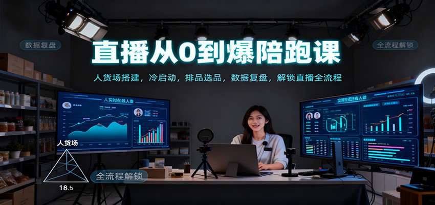 直播从0到爆陪跑课:人货场搭建,冷启动,排品选品,数据复盘,解锁直播全流程-易工具