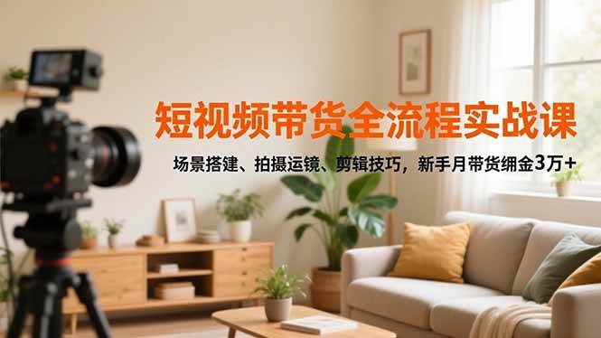 （16680期）短视频带货全流程实战课，场景搭建、拍摄运镜、剪辑技巧，新手月带货佣金3万+-易工具