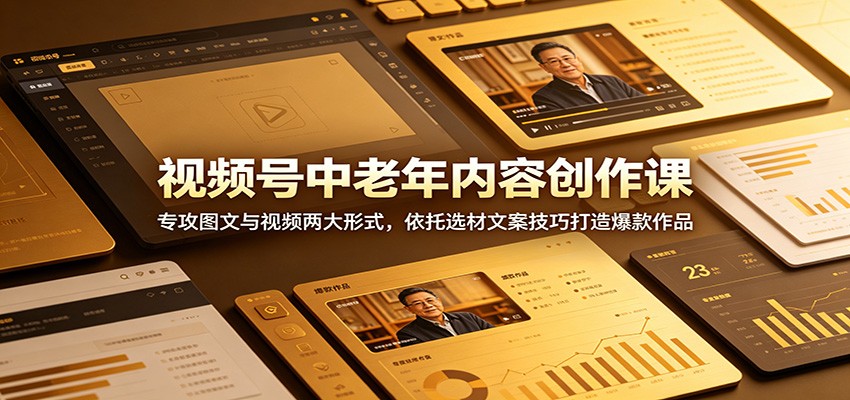 视频号中老年内容创作课：专攻图文与视频两大形式，依托选材文案技巧打造爆款作品-易工具