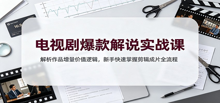 电视剧爆款解说实战课：解析作品增量价值逻辑，新手快速掌握剪辑成片全流程-易工具