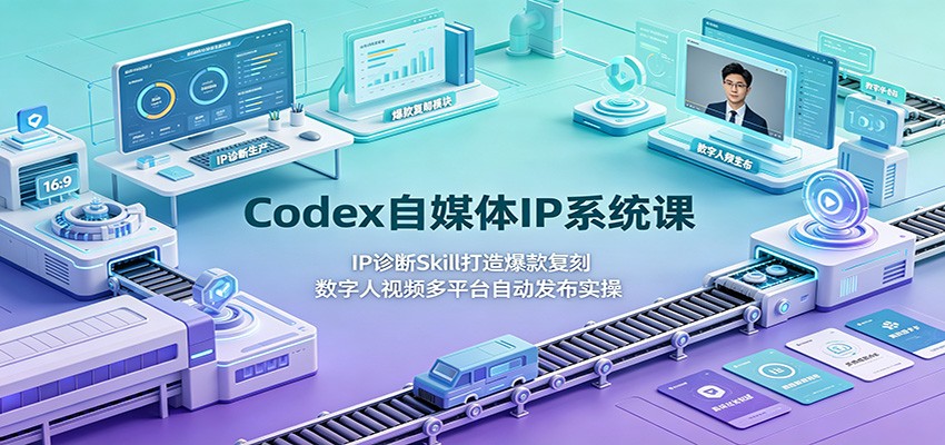 Codex自媒体IP系统课:IP诊断Skill打造爆款复刻,数字人视频多平台自动发布实操 Codex自媒体IP系统课:IP诊断Skill打造爆款复刻,数字人视频多平台自动发布实操