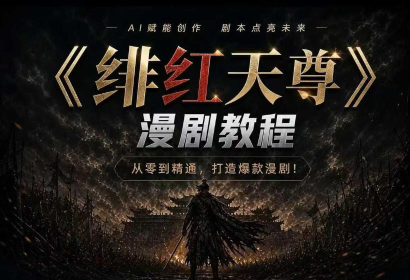 绯红天尊AI漫剧系统教程|从零入门到精通,工具运用+剧本创作+爆款逻辑+提示词素材+镜头剪辑,全套爆款漫剧落地实战课-易工具