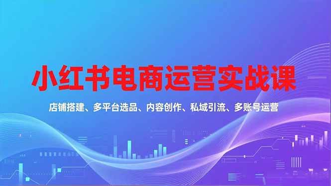 (16695期)小红书电商运营实战课,店铺搭建、多平台选品、内容创作、私域引流、多账号运营等玩法-易工具