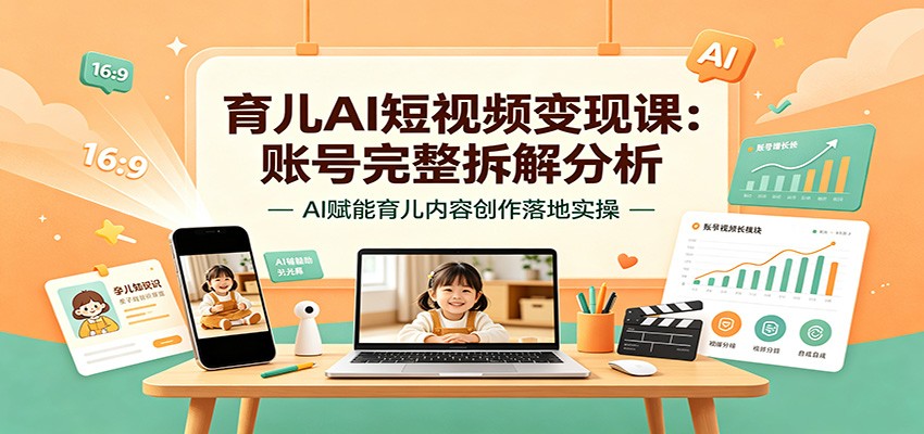 育儿AI短视频变现课:账号完整拆解分析,AI赋能育儿内容创作落地实操-易工具