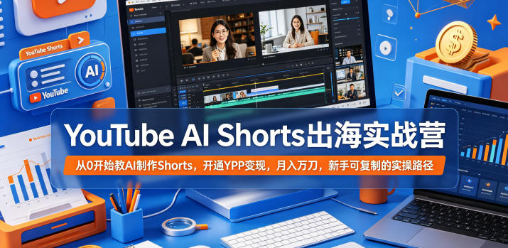 YouTube AI Shorts出海实战营,从0开始教AI制作Shorts,开通YPP变现,月入万刀,新手可复制的实操路径-易工具