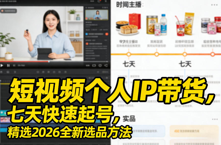 短视频个人IP带货,七天快速起号,精选2026全新选品方法-易工具