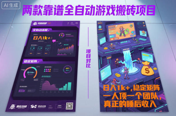 两款靠谱全自动游戏搬砖项目,日入1k+,稳定可矩阵,一人顶一个团队,真正的睡后收入【揭秘】-易工具