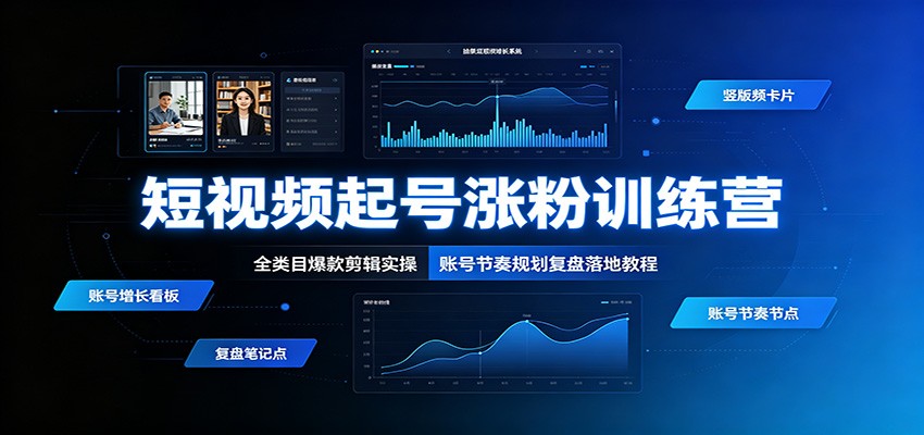 短视频起号涨粉训练营:全类目爆款剪辑实操,账号节奏规划复盘落地教程-易工具